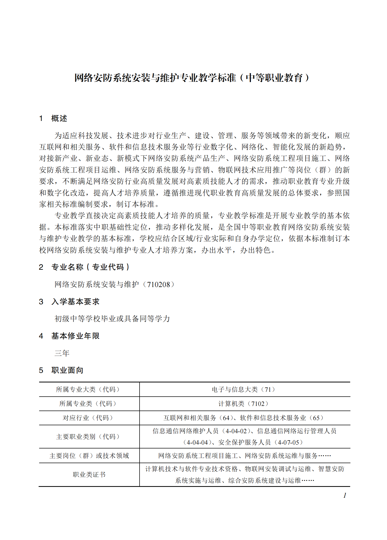 710208 网络安防系统安装与维护专业教学标准(中等职业教育)_00.png